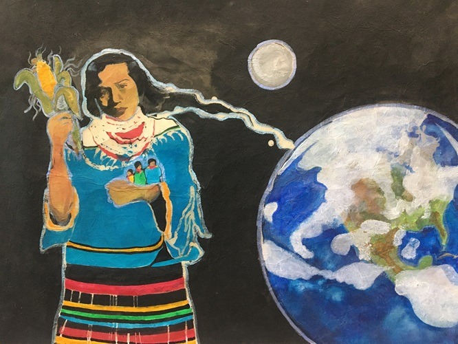 Artwork Of A Woman Holding A Corn